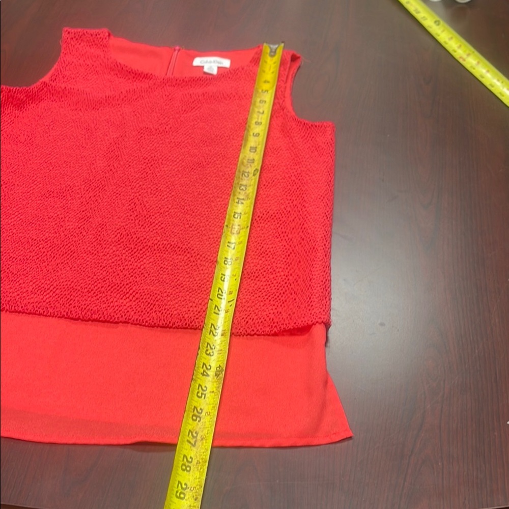 Calvin Klein Red Textured Sleeveless Top - Picture 7 of 7